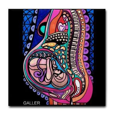 colorful graphic of fully pregnant belly with baby inside